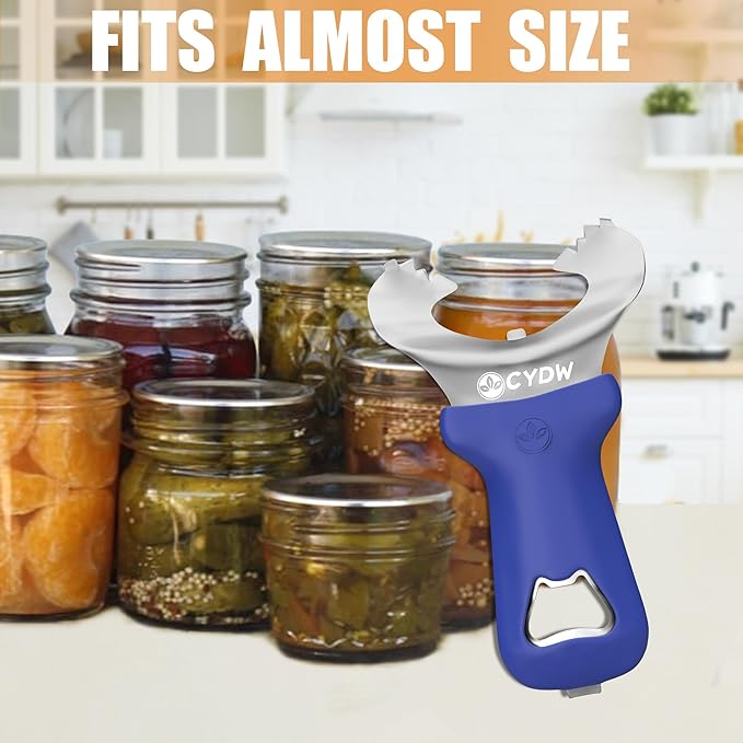 CYDW Mason Jar Opener Tool with No Lid Dents or Damage, Can Opener Manual Multi-Purpose, Easy Twist Manual Handheld Top Remover Utensil, Canning Supplies Tools and Bottle Opener, Made For Lifetime