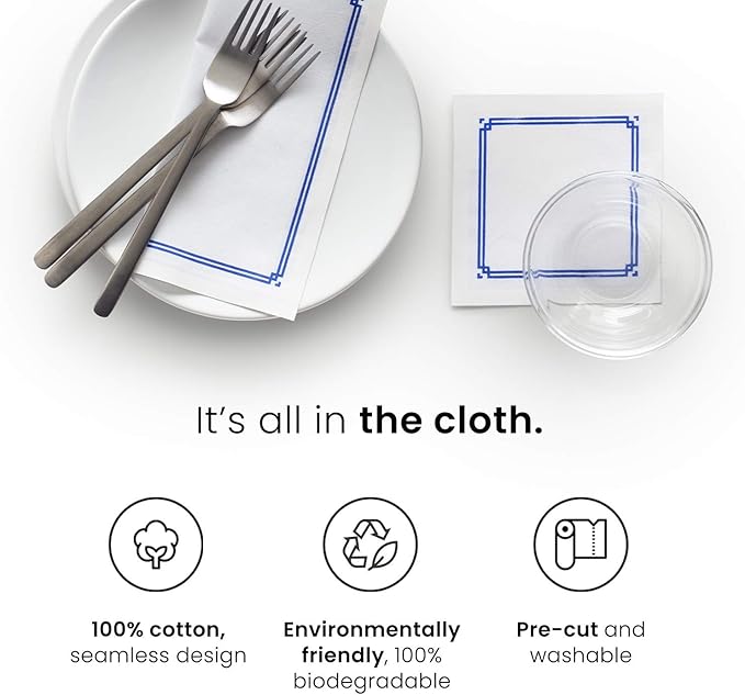 MY DRAP Cocktail Napkins, Reusable Cotton Napkins Roll 4.5 x 4.5 in (100 Napkins, Royal Blue)