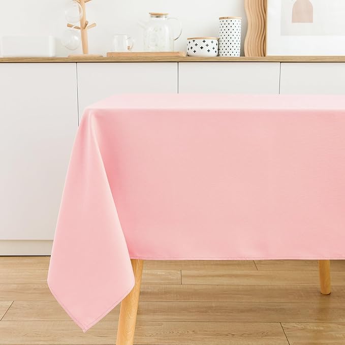 2 Pack Square Table Cloth 52X52 Inch Pink Tablecloth Washable Polyester Solid Dining Table Cover for Birthday Party Dinner Holiday Outdoor Indoor