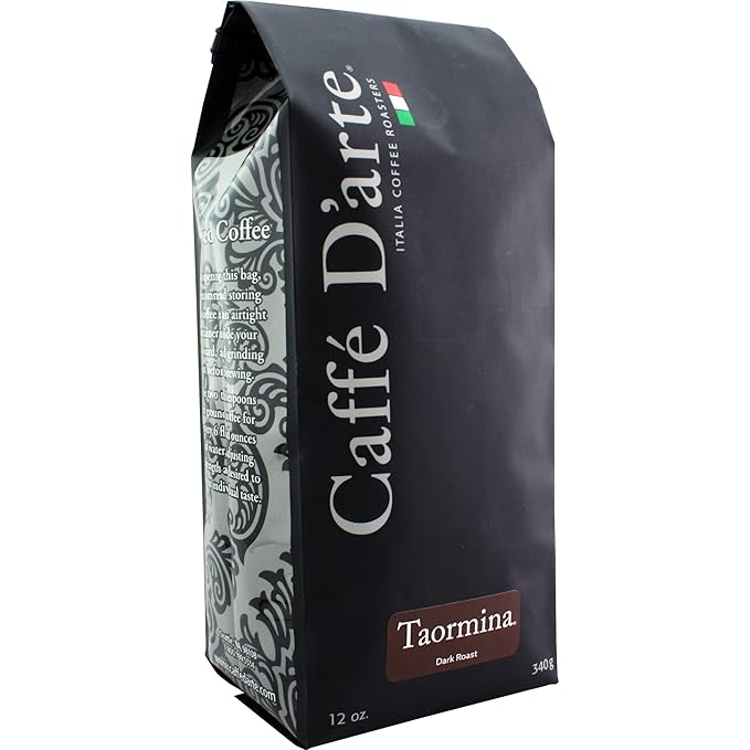 Caffé D’arte Taormina Whole Bean Espresso Coffee – Italian Roast, Bold & Velvety Body with Smooth Finish – Roasted in Seattle, Ideal for Espresso Drinks, Cappuccinos & Mochas – 12 oz