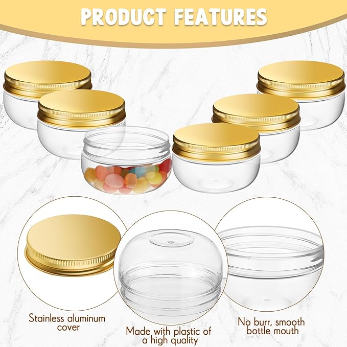 Suclain 50 Pcs 3 oz Canning Jars Mini Mason Jars with Lids Clear Small Canning Containers for Wedding Favors DIY Crafts Shower Favors Herb Jelly,Jams,Spice,for Kitchen Storage(Gold)