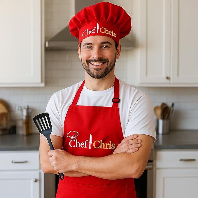 Custom Name Photo Logo Grilling & Cooking Aprons for Women and Men, Personalized Adult Kitchen Apron, Customized Waterproof Polyester Chef Apron, Custom Aprons for Women, Adjustable Bib with 2 Pockets