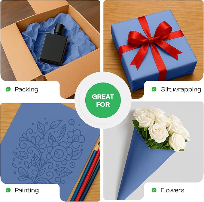 Blue Kraft Paper Roll 36" x 1200" (100 feet) with Cutter - USA-Made Wrapping Paper for Packing, Moving, Shipping & Crafts/Arts - 100% Recyclable Natural Craft Material by IDL Packaging
