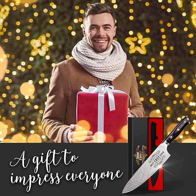 Gifts for Men Women Chef, 8 inch Professional Kitchen Knife Gift Set, German High Carbon Stainless Steel Chef's Knife, Valentines Day Birthday Gifts for Men, Kitchen Cooking Knife Gift Set