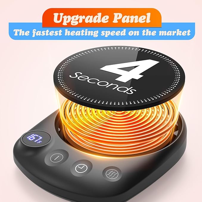 Coffee Mug Warmer - Fastest Heating & Highest Temperature, Coffee Cup Warmer for Desk Auto Shut Off, 4 Temp Settings & 1-12H Timer, Smart Electric Beverage Warmer for Coffee (Glossy Black)