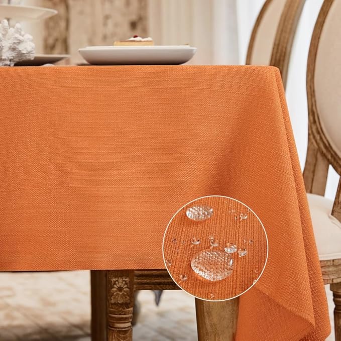 BALCONY & FALCON Rectangle Tablecloth Washable Wrinkle Resistant and Water Proof Table Cloth Decorative Linen Fabric Tablecloths for Dining Parties Kitchen Wedding and Outdoor Use (Pumpkin, 55x95)