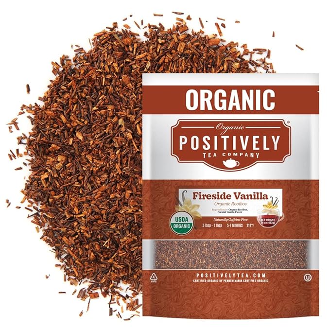 Organic Positively Tea Company, Fireside Vanilla Rooibos Tea, Loose Leaf, 16 Ounce