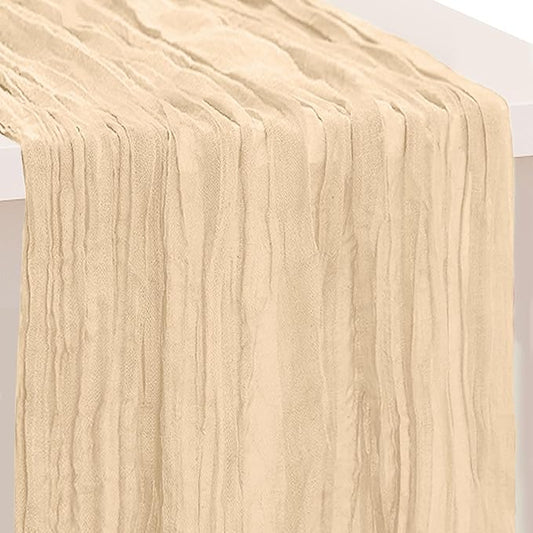 1 Pack Nude Cheesecloth Table Runner 35x120 Inch 10Ft Rustic Gauze Cheese Cloth Table Runner Sheer Cheesecloth Table Runners for Wedding Party Bridal Shower Decoration