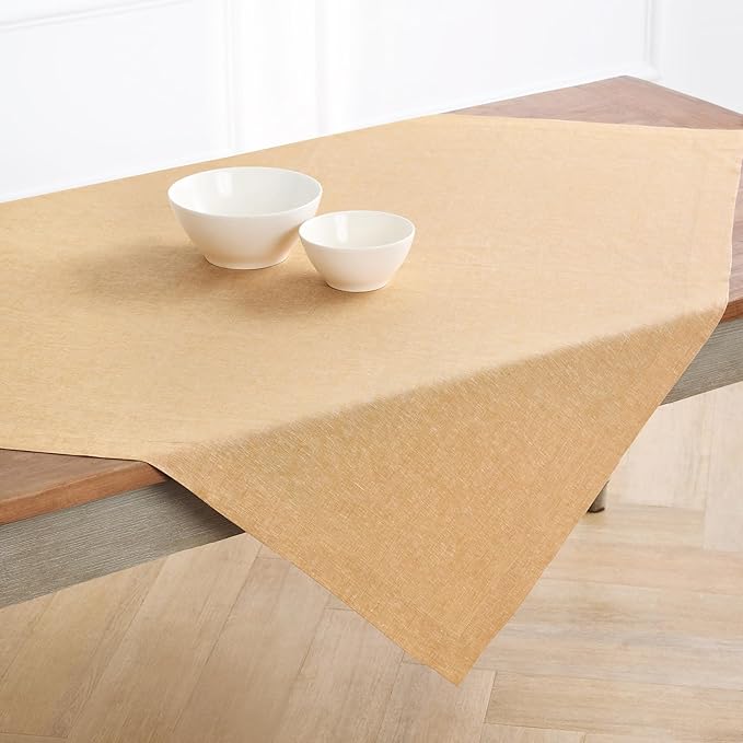 Solino Home Linen Cloth Tablecloth 52 x 52 Inch - 100% Pure Linen Golden Nugget Square Tablecloth - Athena, Machine Washable Table Throw for Spring, Easter