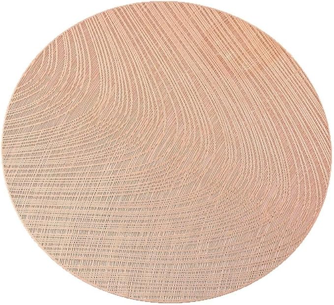 vinyl insulated dining table mats with waterproof and oil proof features, 6 piece set with embossed pressed lined design for professional dining use (Rose gold)