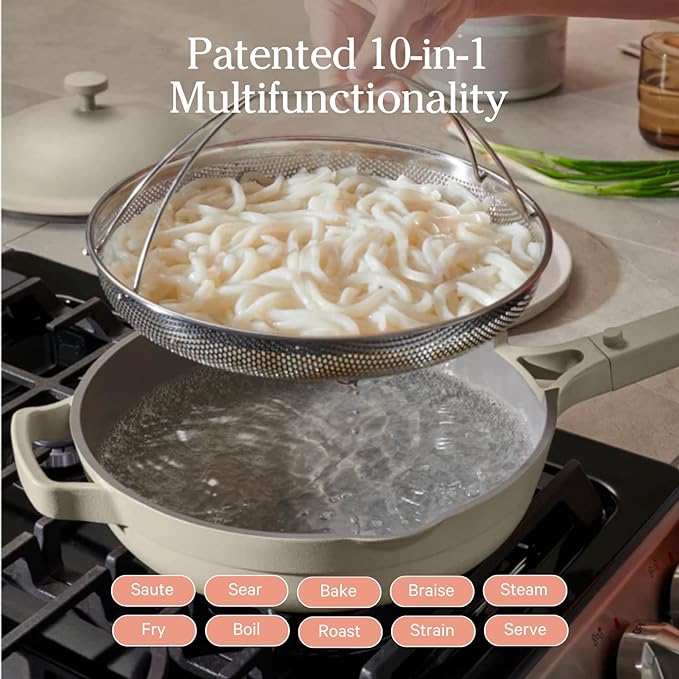 Our Place Always Pan 2.0 | 10.5" Ceramic Pan with Modular Lid, Steamer Basket & Spatula | Patented 10-in-1 Nonstick, Non-Toxic Cookware Made Without PFAS | Induction & Oven-Safe up to 450°F | Steam