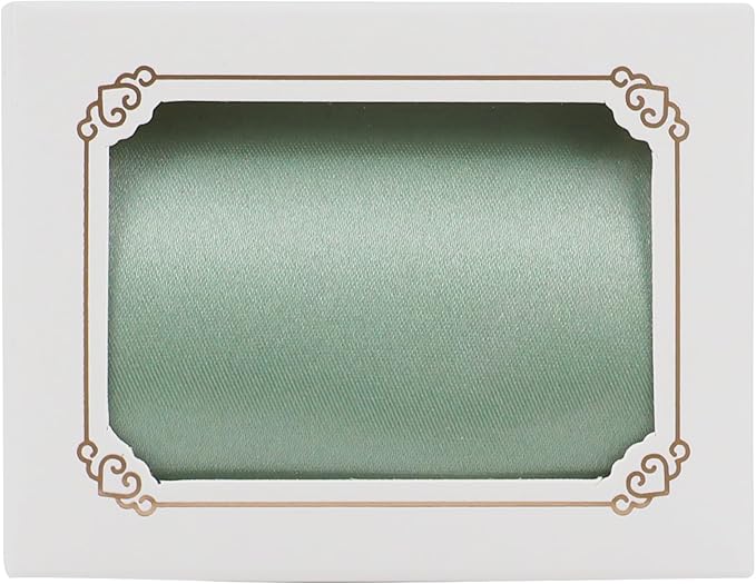 MEEDEE Sage Green Satin Ribbon Lux Double Faced Satin Ribbon by 10 Yards Sage Green Ribbons Sage 3 Inch Ribbons for Wedding, Christmas Tree Decoration, Flower Bouquet, Bow Making