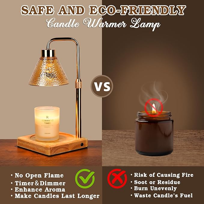 Modern Candle Warmer Lamp, Dimmable Candle Lamp Warmer with Timer, Birthday Gifts for Women Who Have Everything, Valentines Gifts for Her, Adjustable Men's Candle Lamp, Cozy Living Room Bedroom Decor
