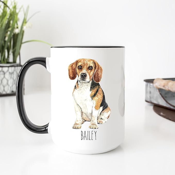 Beagle Custom Coffee Mugs with Name for Dog Mom Dad - Personalized Gifts for Best Friends - Grandma Grandpa Present (Beagle)