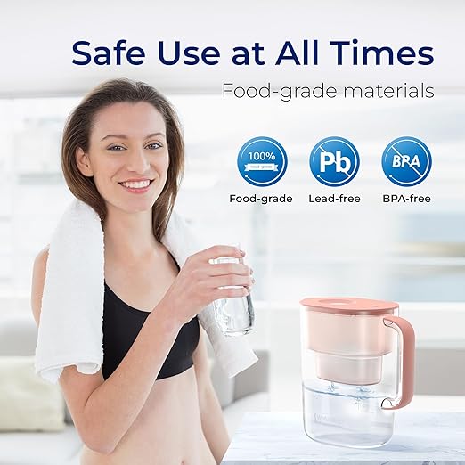 Waterdrop Water Filter Pitcher with 1 Filter, 200-Gallon Long-Life, 10-Cup Large Water Filter Pitcher, Improved Coffee & Tea Taste, NSF Certified, 5X Times Lifetime, Reduces PFOA/PFOS, Chlorine, Pink