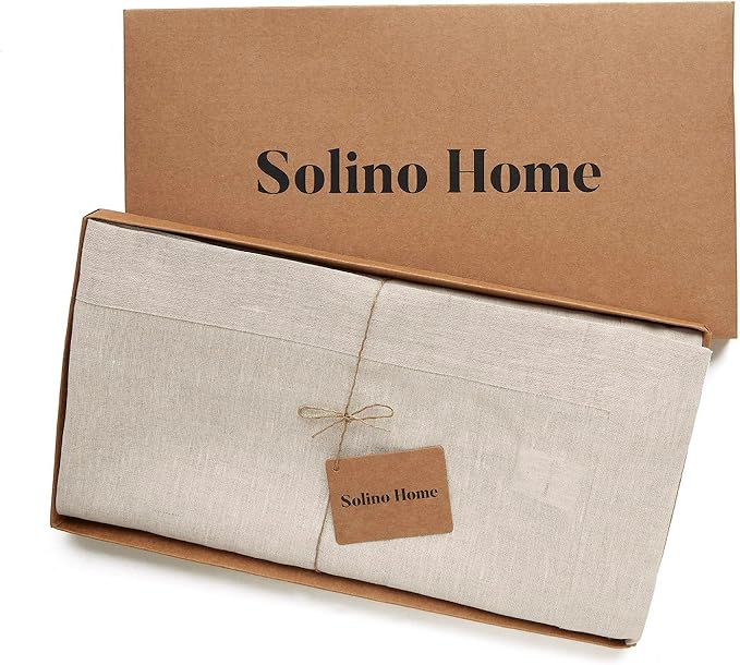 Solino Home Linen Tablecloth 60 x 90 Inch - 100% Pure Linen Light Natural Table Cloth for Rectangle Tables - Athena, Machine Washable Tablecloth for Spring, Easter