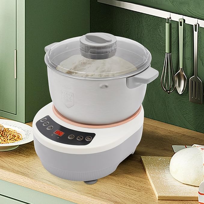 5L Electric Dough Maker with Ferment Function, 304 Stainless Steel Dough Mixer Machine, 200W Kneader for Pizza/Bread, Commercial & Home Use (Silver)