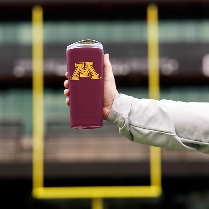 Logo Brands NCAA 20 oz Powder Coat Stainless Tumbler -Double-Wall Insulated Everday Tumbler for Hot or Cold Drinks, High Lip Lid, Team Color