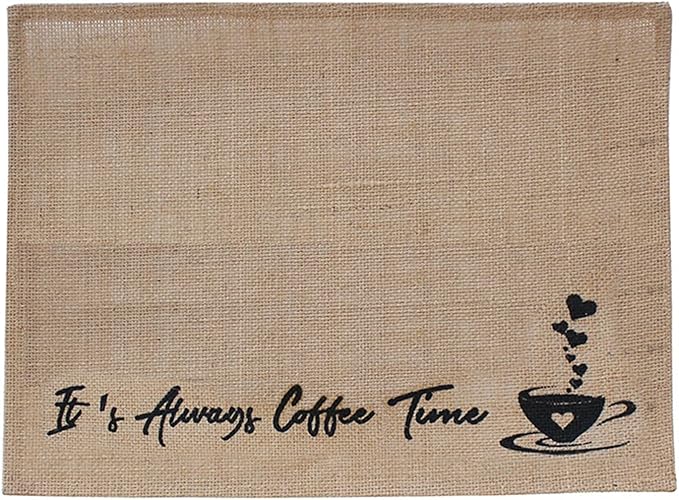 Coffee Bar Mat - Coffee Bar Accessories for Coffee Bar Decor,Decor for Coffee Station Mat - Burlap Placemat with Fabric Backing(D)