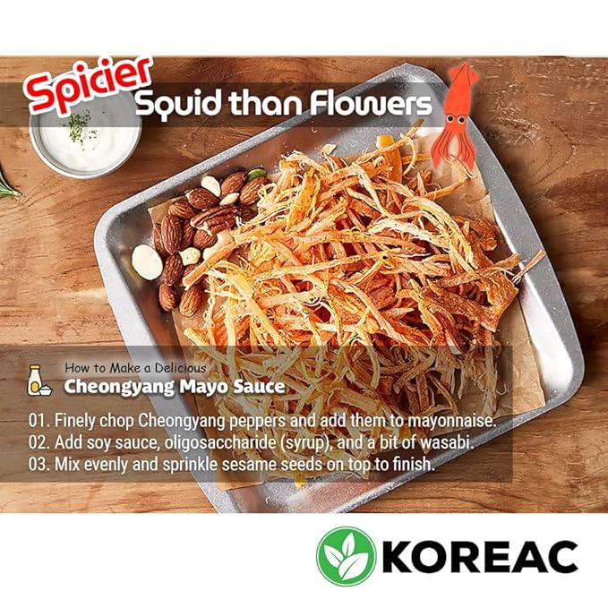 KOREAC_ Korea Seasoned Dried Squid Snack Squid Over Flower (Spicy) 200g 7oz 꽃보다 오징어 매코미