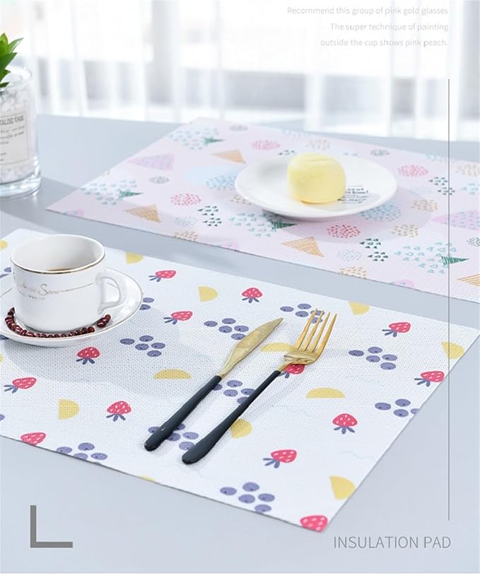 PVC Woven Placemats Set of 4 for Kitchen Dinner Table Place Mats Dining Office Placemat Plastic Table Decor Mats(PM-1)