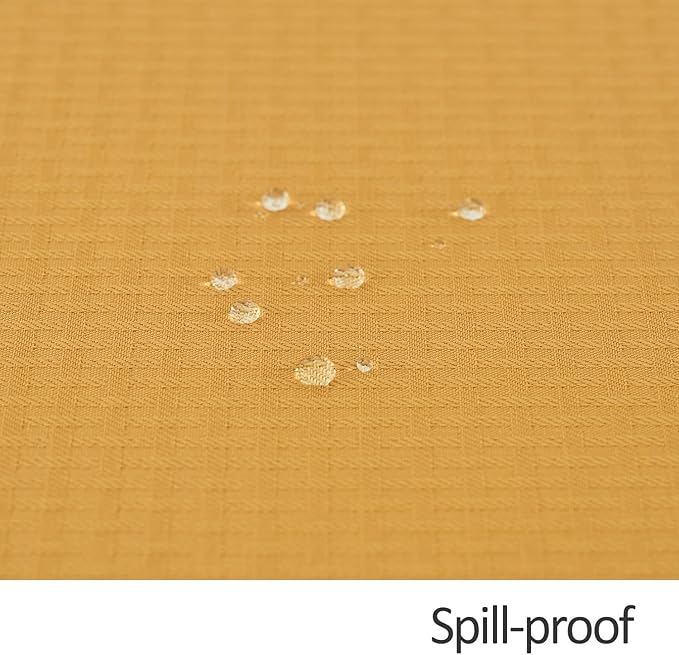 maxmill Rectangle Tablecloth Weaved Pattern Waterproof Spillproof Wrinkle Free Table Cloth, Kitchen Dining Tabletop Decoration, Fabric Table Cover for Holiday Parties, 52 x 70 Inch, Ochre Yellow