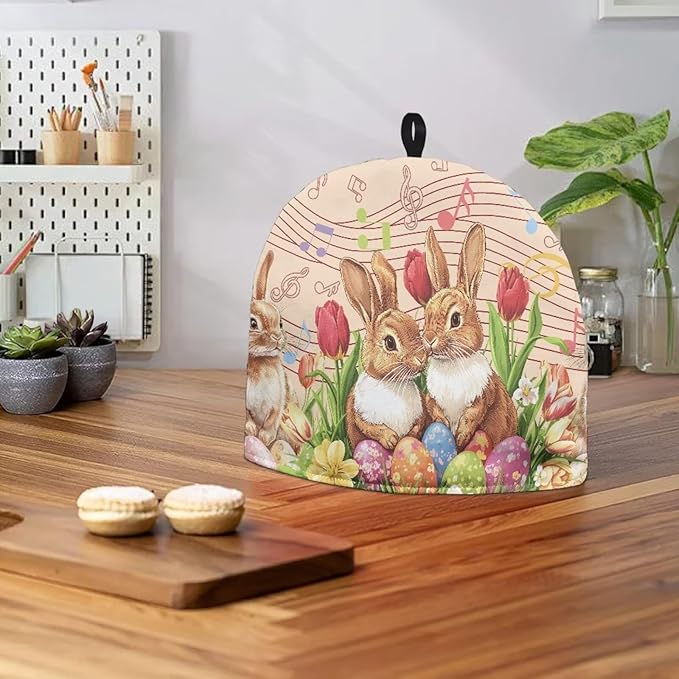 Bunny Teapot Cover Tea Cozy for Teapot Insulated Kitchen AccessoryTulips Tea Pot Cozy for Easter Sunday Keeping Warm Teapot Cover