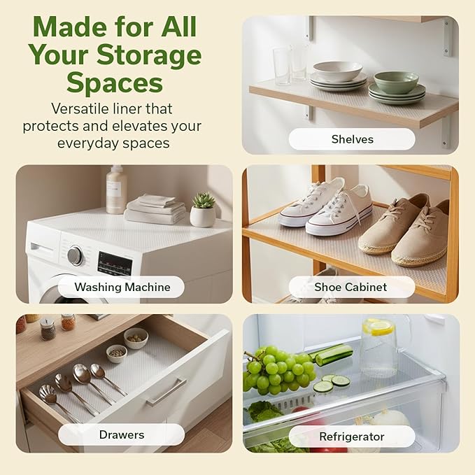 EVALAND Shelf Liners for Kitchen Cabinets Non-Adhesive 15.75" x 33FT Clear Drawer Liner Non Slip, Washable Cabinet Liner, Waterproof Shelf Liners for Cabinets, Refrigerator Bathroom Pantry Cabinet Mat