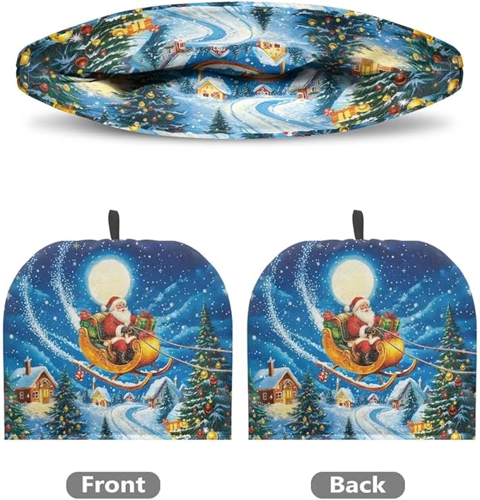 Sleigh Santa Claus Tea Pot Cover Cosy Insulated Tea Cozy Christmas Home Kitchen Decoration Teapot Dust Cover Warming Kettle Quilt Creative Gifts for Women, Wife, Mom