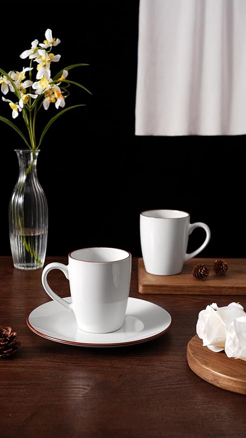 famiware Venus Coffee Mugs for 4, 12 oz Mug Set, Dringking Cup with Handle for Coffee, Tea, Cocoa, Milk, White