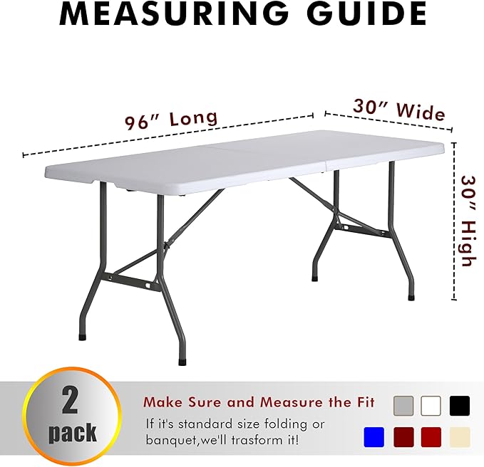 Nasitos 2 Pack Silver Fitted Table Covers for 8 Foot Tables-Open Back Folding Table Cover Washable Table Cloth for Rectangular Table, Parties, Wedding, Banquet, Jewelry Shows, Craft Fair, Cocktails