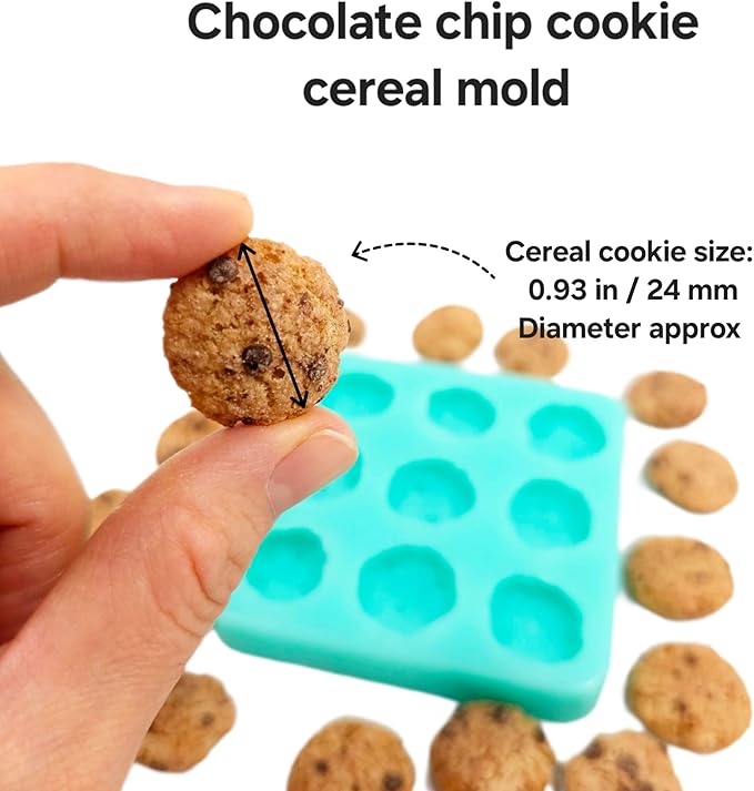 Natucraft Chocolate Chip Cookie Cereal Silicone Mold - Realistic Flexible, Oven Safe Up to 395F, Turquoise (May Vary), BPA Free, Phthalate Free, Latex Free