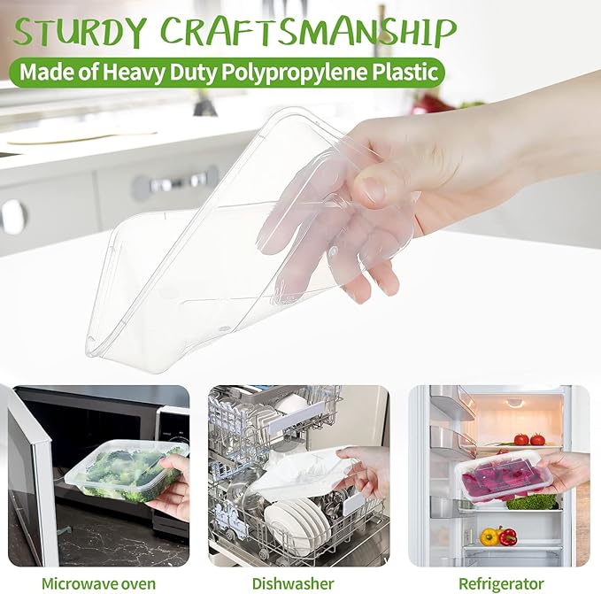 16oz Disposable Food Storage Containers with Airtight Lids, 50Pcs Reusable Deli Meal Prep Containers, Leakproof, Microwaveable, Dishwasher & Freezer Safe
