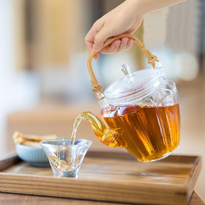 uxcell 2Pcs Bamboo Teapot Handle U-Shape Handle Replacement for Span 4.3-5.1 Inch Ceramic Pottery Tea Pots Tea Kettle Accessories Supplies, Heart Knot