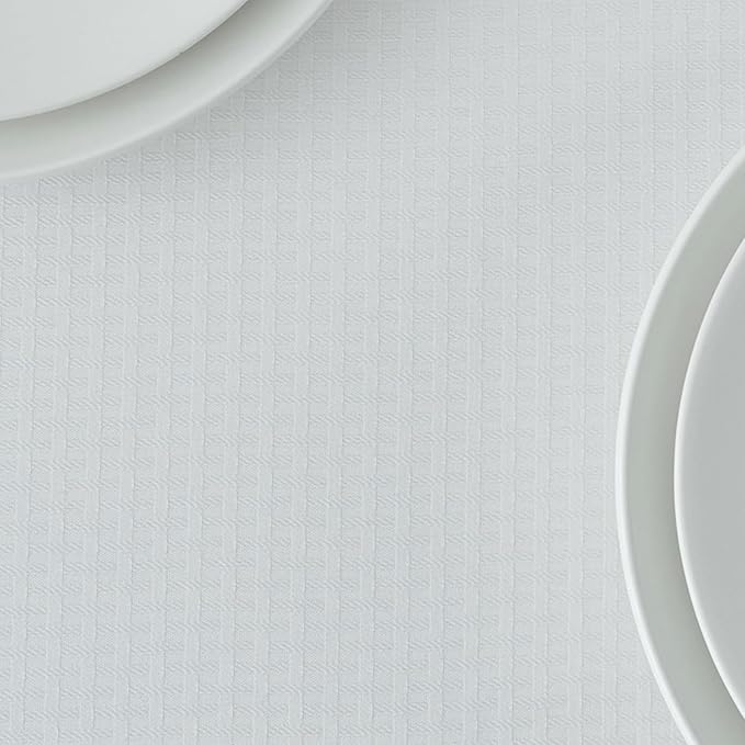 maxmill Rectangle Tablecloth Weaved Texture Design Water Resistant Wrinkle Free Spill-Proof, Soft Table Cloth for Dining Room Decoration, Banquet Parties Event Holiday Dinner, 52 x 84 Inch White