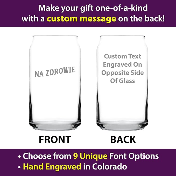 Custom Na Zdrowie - Polish Cheers - Personalized Beer Can Pint Glass - Cute Poland Themed Gifts or Party Decor for Women and Men - 16 Oz