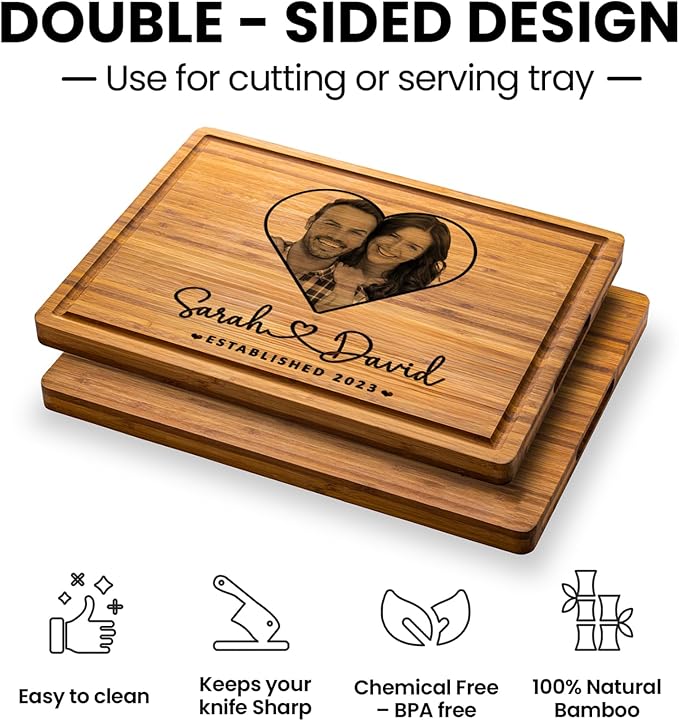 Personalized Photo Gifts for Girlfriend Women Wife Mom Her, Customized Cutting Board with Photo, Unique Valentines Gifts for Couples, Custom Charcuterie Board Valentines Day Gift Basket