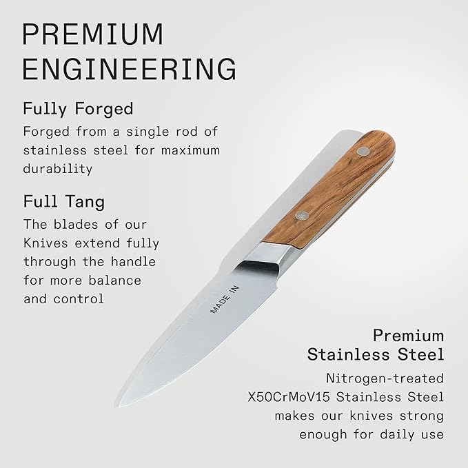 Made In Cookware - 4" Paring Knife France - Full Tang With Olive Wood Handle