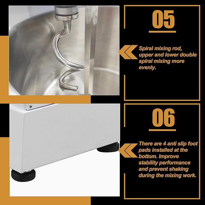 Commercial Stand Mixer 60L Double-acting Double-speed Dough Mixer Dough Kneading Machine Bread Spiral Mixer Automatic Dough Mixing Machine for Pizza Restaurant Bakeries Kitchen 220V