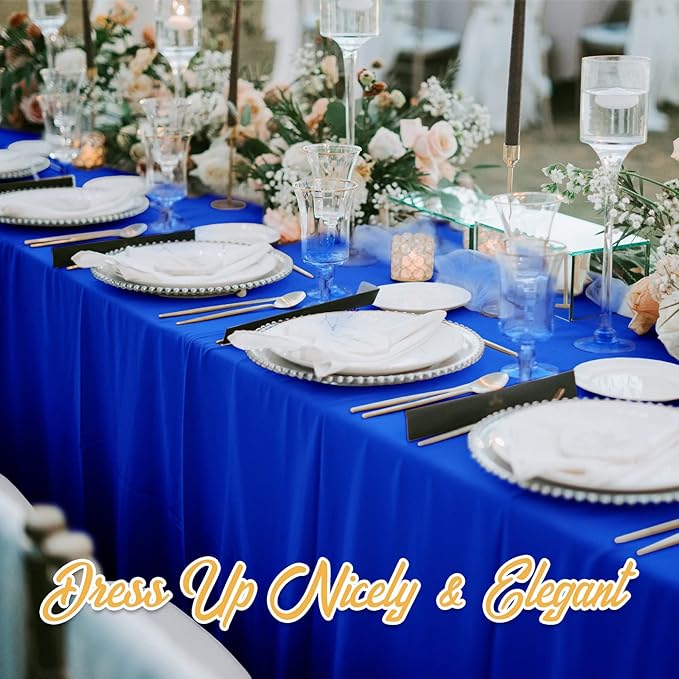 BRILLMAX 8 Pack Royal Blue Tablecloths 60 x 126 Inch for 8ft Rectangle Tables - 150 GSM Polyester Fabric, 15" Standard Drop, Water, Stain & Wrinkle Resistant Cloth Cover for Wedding Dining Buffet