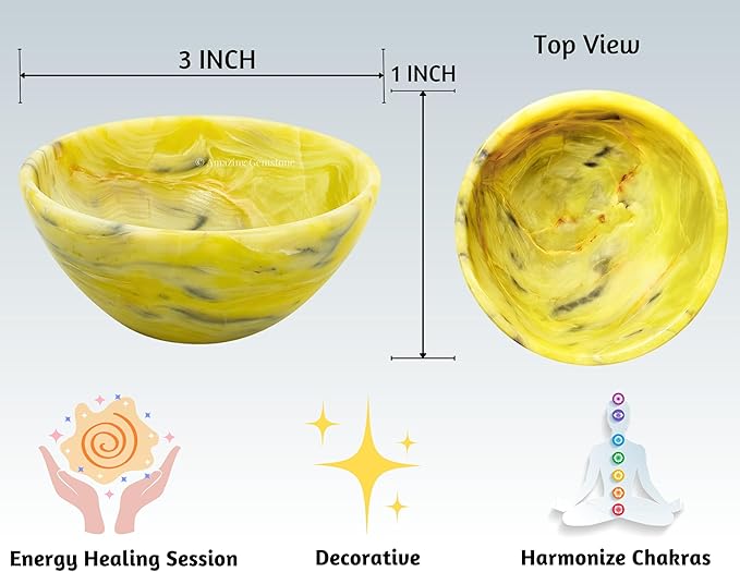 Serpentine Crystal Bowl - 3 Inch Decorative Bowls for Room and Home Decor - Gemstone Healing Crystals for Elegant Display, Positive Energy Balance and Gift