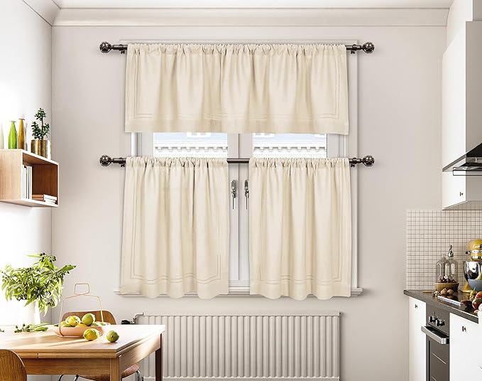 Curtain Rods 2 Pack, HOTOZON Curtain Rods for Windows 28 to 48 Inch, Adjustable Heavy Duty Drapery Rod 32 to 43 Inch with Netted Texture Finials, Antique Bronze