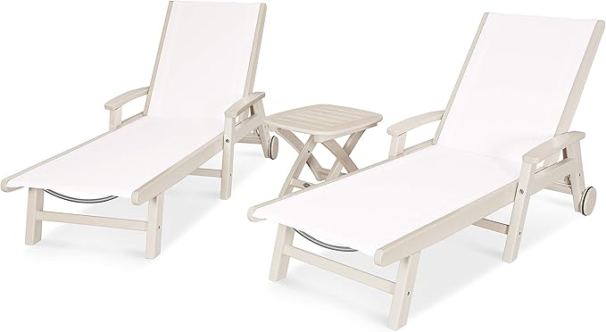 Polywood® Coastal Chaise Set, Sand/White Sling