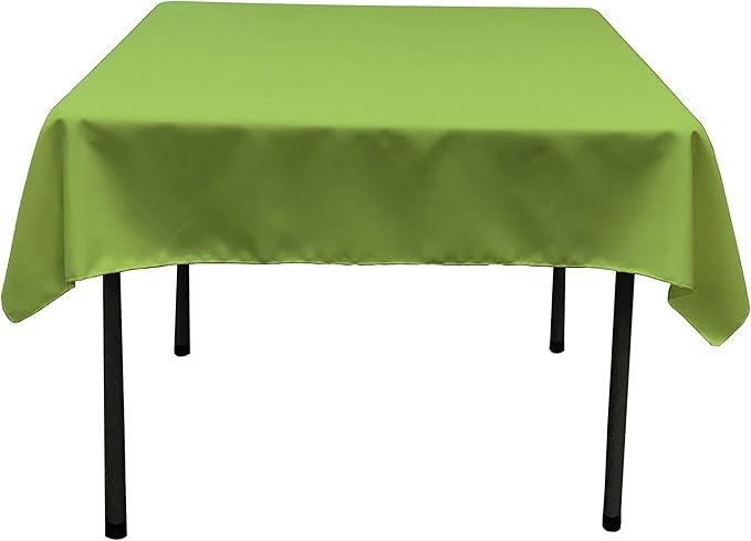 LA Linen Polyester Poplin Washable Square Tablecloth, Stain and Wrinkle Resistant Table Cover 58x58, Fabric Table Cloth for Dinning, Kitchen, Party, Holiday 58 by 58-Inch, Lime