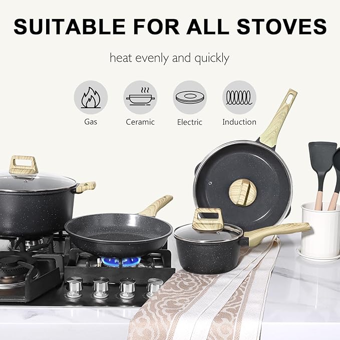 GIPP 22 Piece Pots and Pans Set No stick- Nonstick Ceramic Cookware Sets, Non-toxic Healthy Kitchen Cooking Set/Frying Pans Set, Dishwasher Safe, PFAS PTFE PFOA PFOS Free