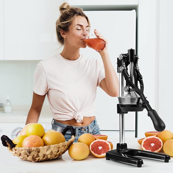 Zulay Kitchen Extra Tall Citrus Press Manual Juicer - Manual Orange Juice Squeezer, Fits Tumblers, Tall Glasses and Cups - Fruit Press & Juice Press, Juice Presser Machine & Citrus Juicer Manual