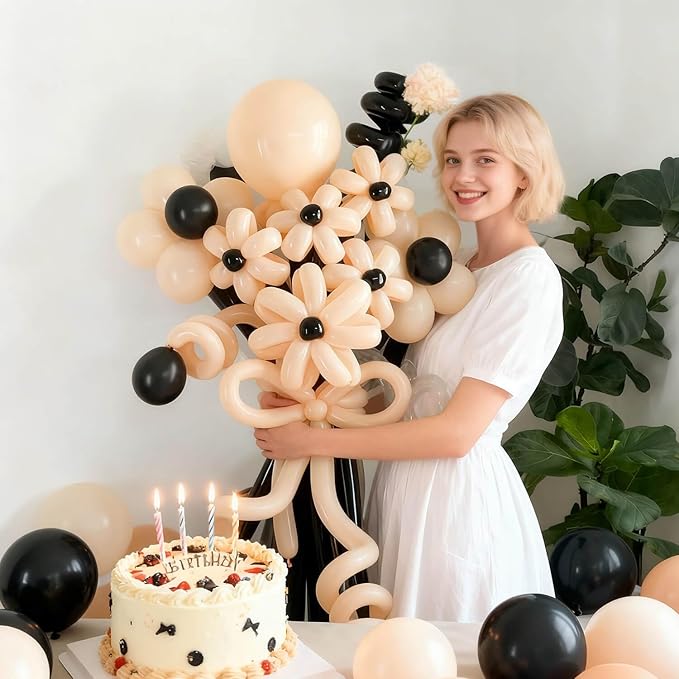 KAWKALSH 260 Nude Long Balloons for Balloon Garland Thickening Skinny Latex Twisting Animals Modeling Christmas Birthday Wedding Party Festival Decorations 100pcs