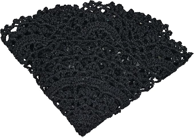 BIBITIME 2PCS Lace Table Doilies Kitchen Placemats Round Handmade Crochet Flower Cup Mug Mat Doily (13 inches to 14 inches,2PCS, Black)