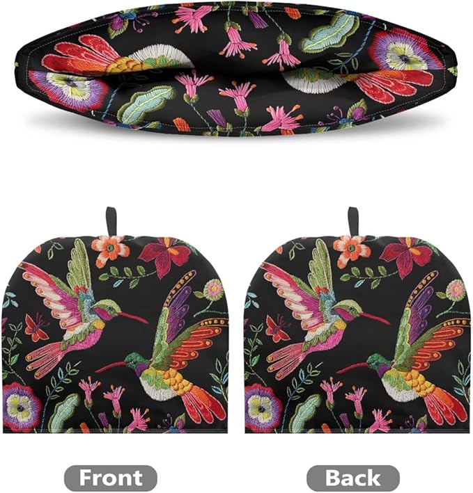 Tea Cozy for Teapots with Handle, Hummingbird & Floral Print Dust Insulated Cover, Hanging Fold-Up Design, Suitable for Kitchen and Living Room Table Decoration
