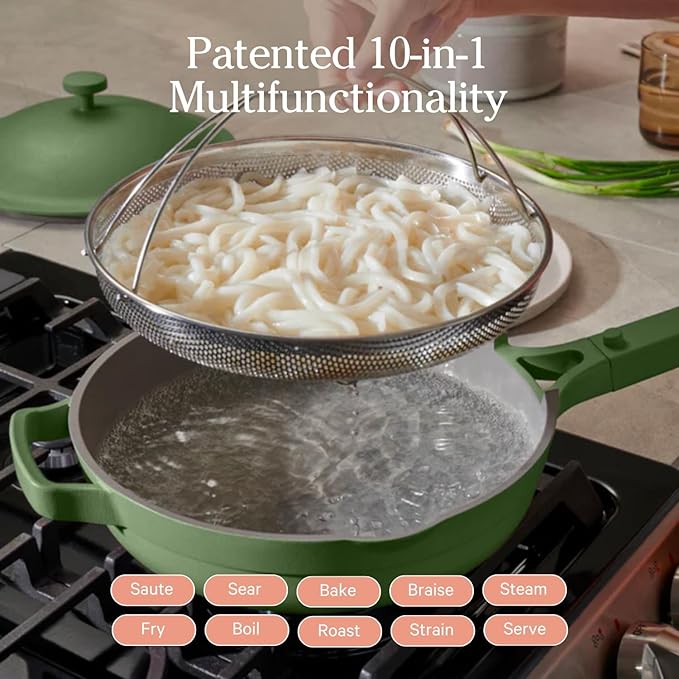 Our Place Always Pan 2.0 | 10.5" Ceramic Pan with Modular Lid, Steamer Basket & Spatula | Patented 10-in-1 Nonstick, Non-Toxic Cookware Made Without PFAS | Induction & Oven-Safe up to 450°F | Sage